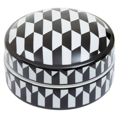 Small Black and White Geometric Ceramic Trinket Box