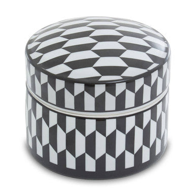Large Black and White Geometric Ceramic Trinket Box