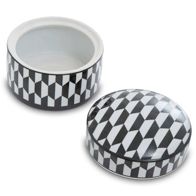 Large Black and White Geometric Ceramic Trinket Box