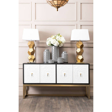 Large Black and White Geometric Ceramic Trinket Box