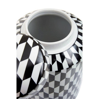 Small Black and White Geometric Ceramic Jar