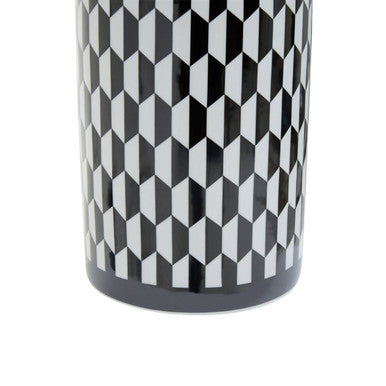 Small Black and White Geometric Ceramic Jar