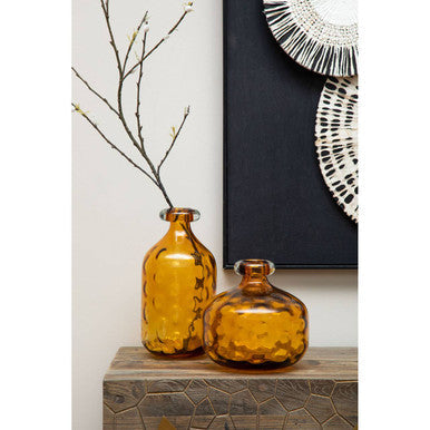 Tall Amber Bottle Vase