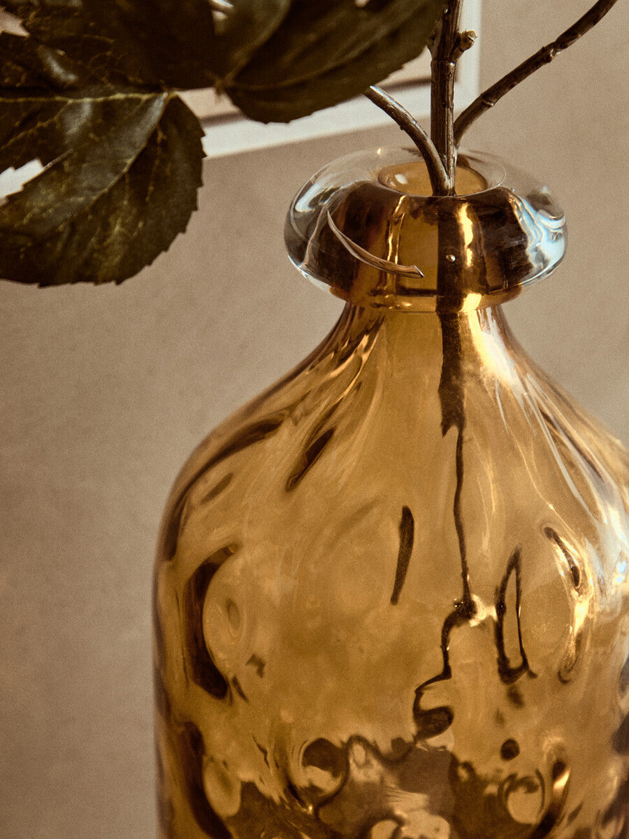 Tall Amber Bottle Vase