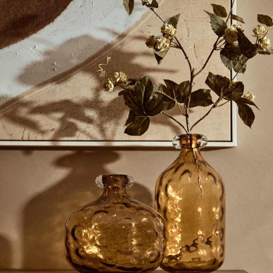 Tall Amber Bottle Vase