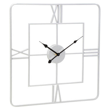 Large Silver Square Wall Clock