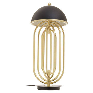 Table Lamp with Black Shade and Gold Swivel
