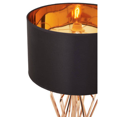 Black Drum Table Lamp with Bronze Frame and Marble Base