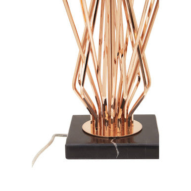 Black Drum Table Lamp with Bronze Frame and Marble Base