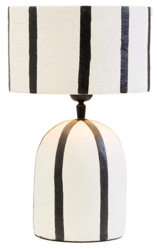 Carta 34cm Black And White Stripe Papier Mache Table Lamp