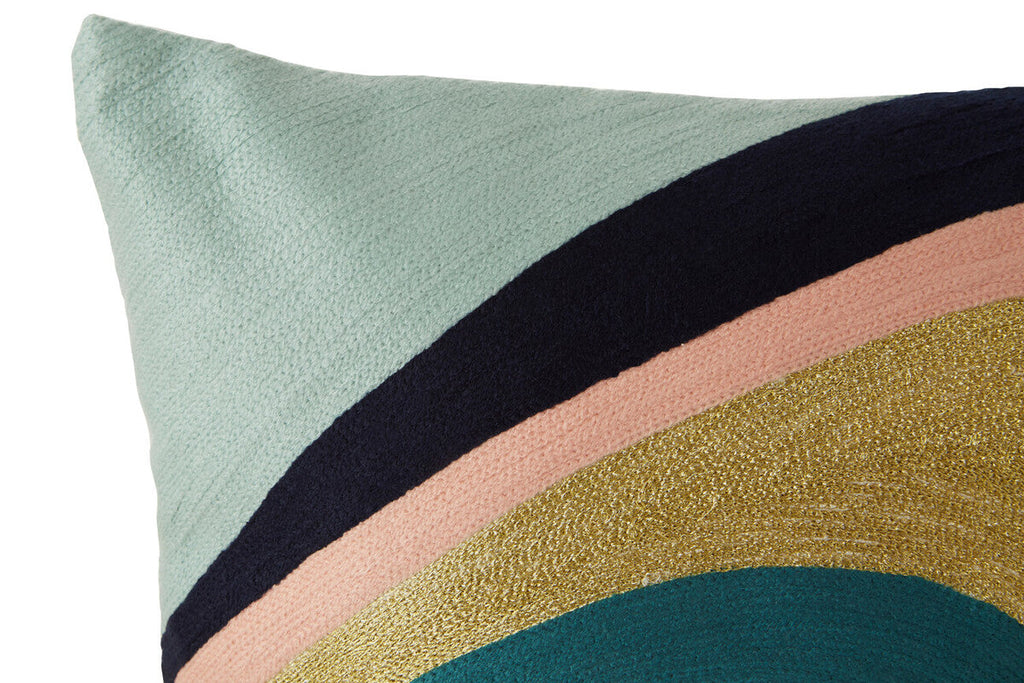 Curved Stripes Cushion in Vibrant Embroidered Cotton