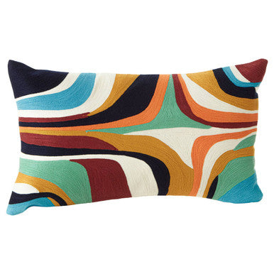 Abstract Design Cushion with Embroidered Curves