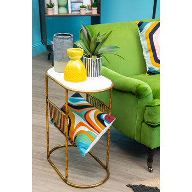 Abstract Design Cushion with Embroidered Curves