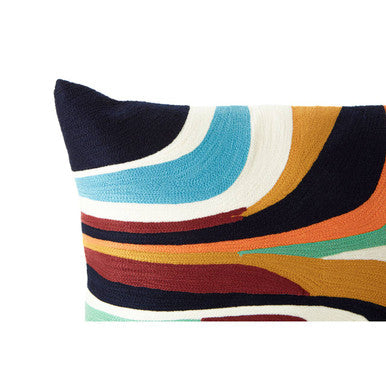 Abstract Design Cushion with Embroidered Curves