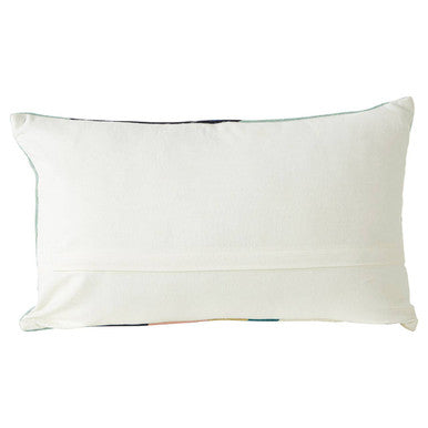 Diagonal Design Cushion in Gold, White, Black and Cyan