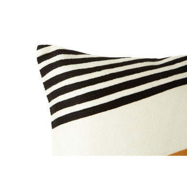 Diagonal Design Cushion in Gold, White, Black and Cyan