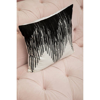 Black and White Embroidered Cushion