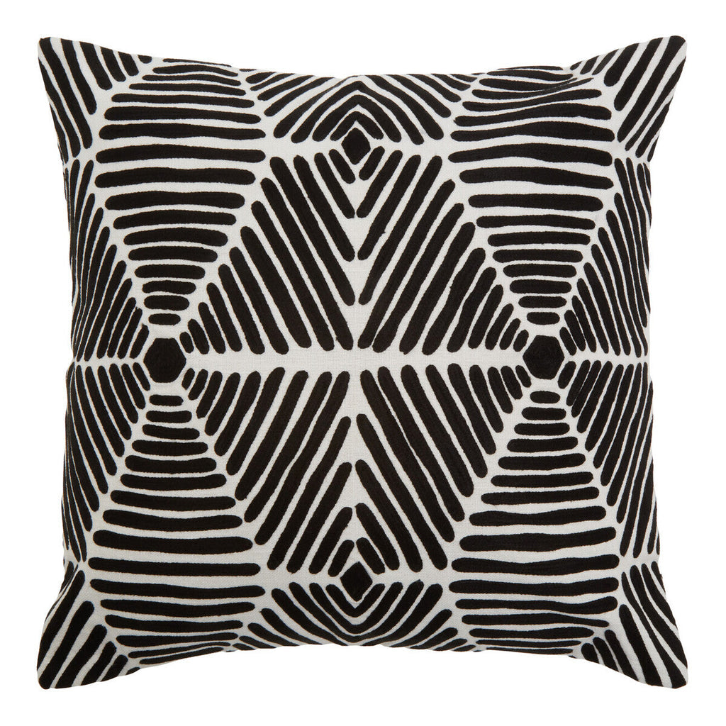 Black and White Square Embroidered Cushion