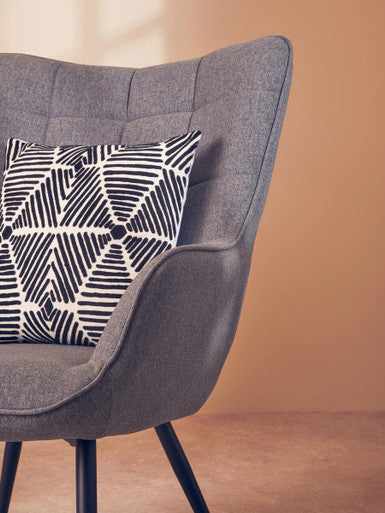 Black and White Square Embroidered Cushion