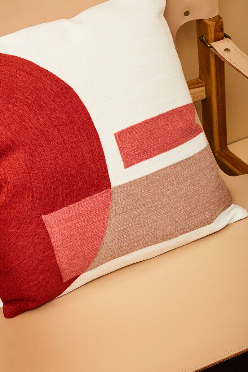 Bosie Ozella Red And White Tonal Cushion