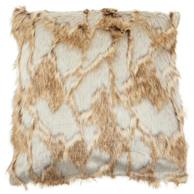 Grey and Natural Square Fur Cushion