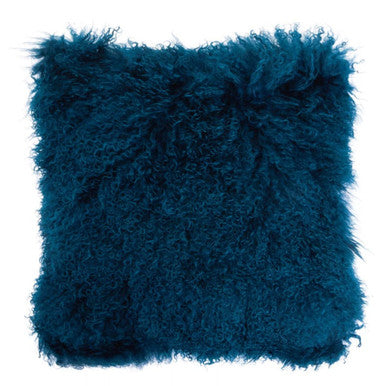 Mongolian Fur Teal Square Cushion