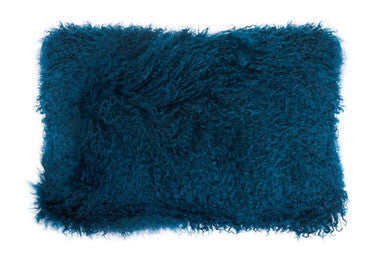Mongolian Fur Teal Rectangular Cushion