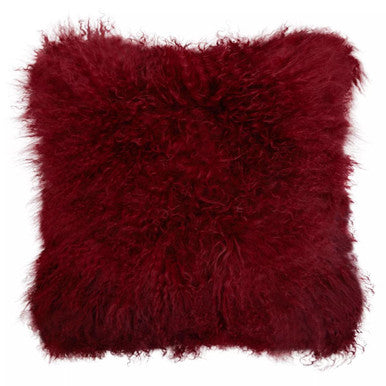 Mongolian Fur Maroon Square Cushion