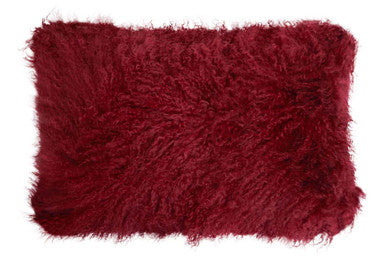 Maroon Mongolian Fur Rectangular Cushion