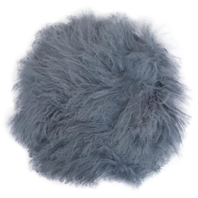 Grey Round Mongolian Fur Cushion