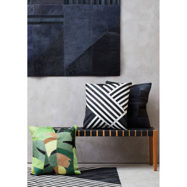 Bosie Safira Black And Grey Hair on Leather Cushion