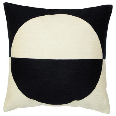 Cream and Black Cushion with Embroidered Detail