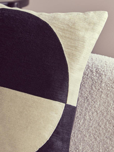 Cream and Black Cushion with Embroidered Detail