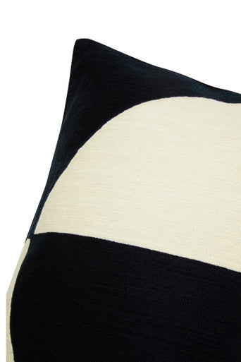 Cream and Black Cushion with Embroidered Detail
