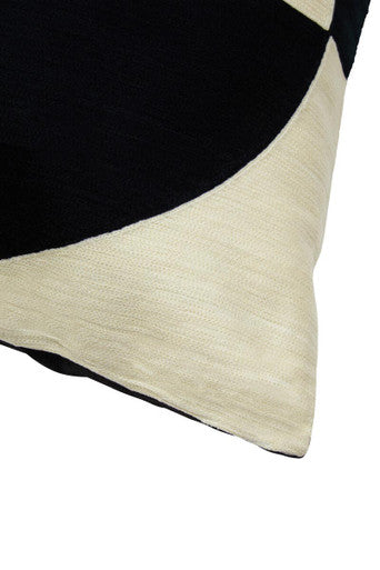 Cream and Black Cushion with Embroidered Detail