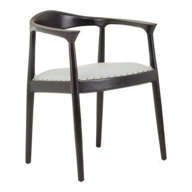 Open Back Grey Leather Chair