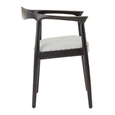 Open Back Grey Leather Chair