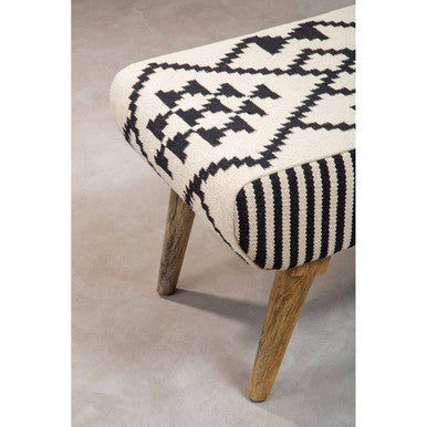 Cefena Natural and White Cotton Footstool Pouffe