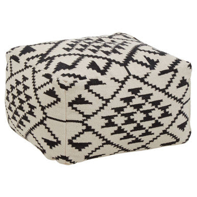 Cefena White Cotton Woven Pouffe