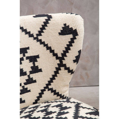 Cefena White and Black Mango Wood Wingback Chair
