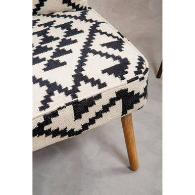 Cefena White and Black Mango Wood Wingback Chair