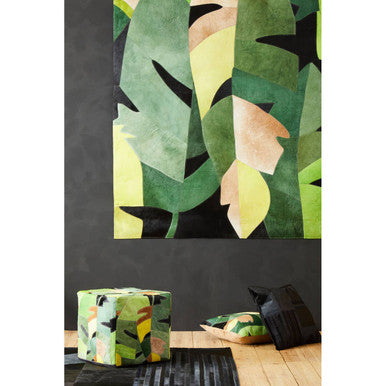 Botanical Leather Pouffe | Safira
