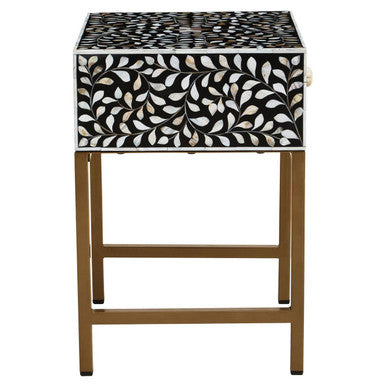 1 Drawer Side Table with Bone Inlay