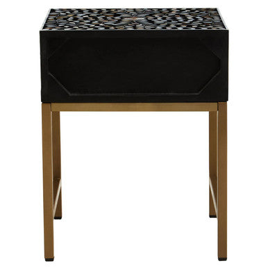 1 Drawer Side Table with Bone Inlay