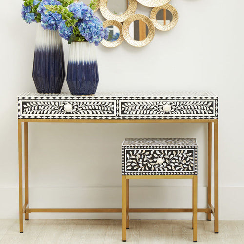 1 Drawer Side Table with Bone Inlay