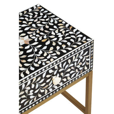 1 Drawer Side Table with Bone Inlay