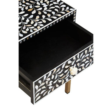 1 Drawer Side Table with Bone Inlay