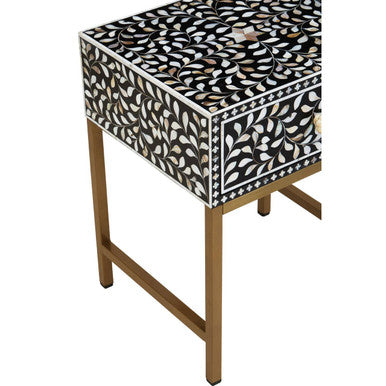 1 Drawer Side Table with Bone Inlay