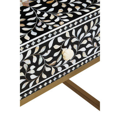 1 Drawer Side Table with Bone Inlay