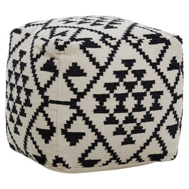 Square Black and White Patterned Pouffe